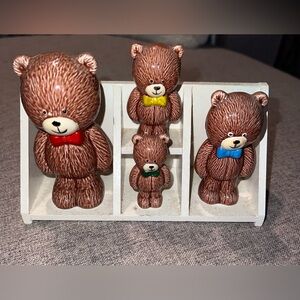 HandMade Brown Bear Measuring Teaspoon Set with Colorful Bows